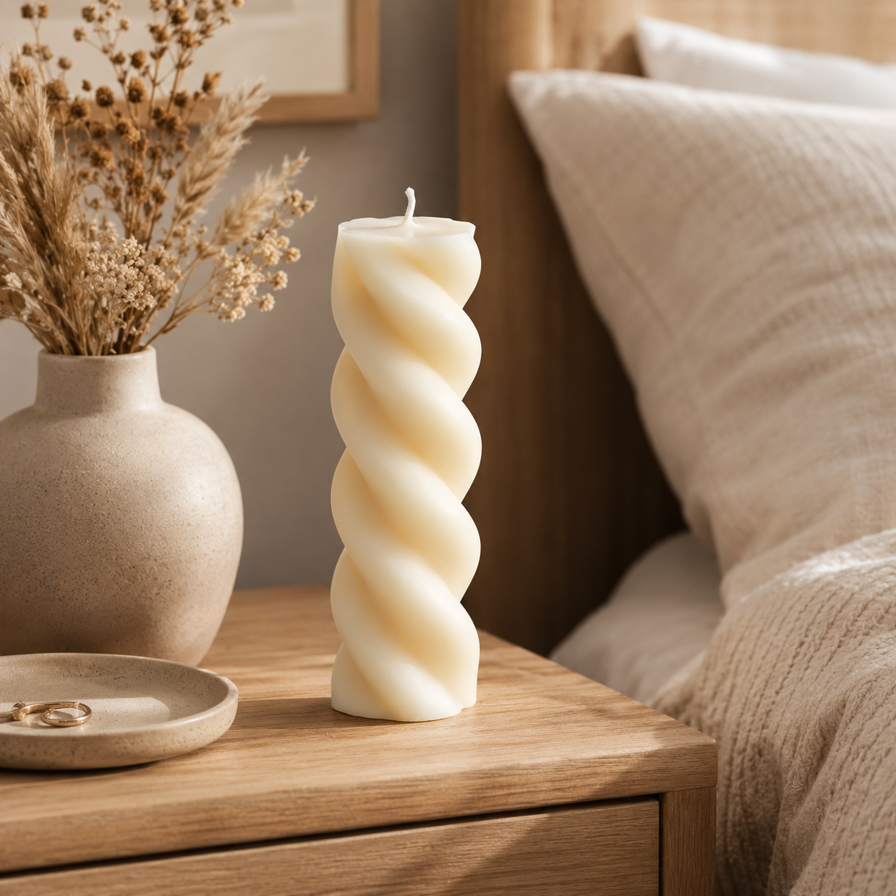 Minimalist Cream Twisted Soy Candle - Image 2