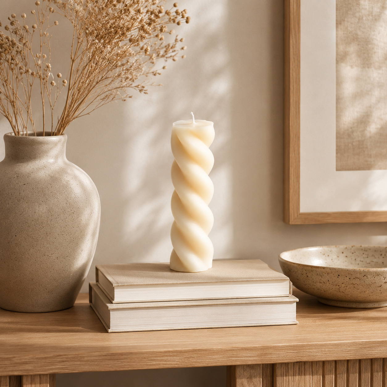 Minimalist Cream Twisted Soy Candle - Image 6
