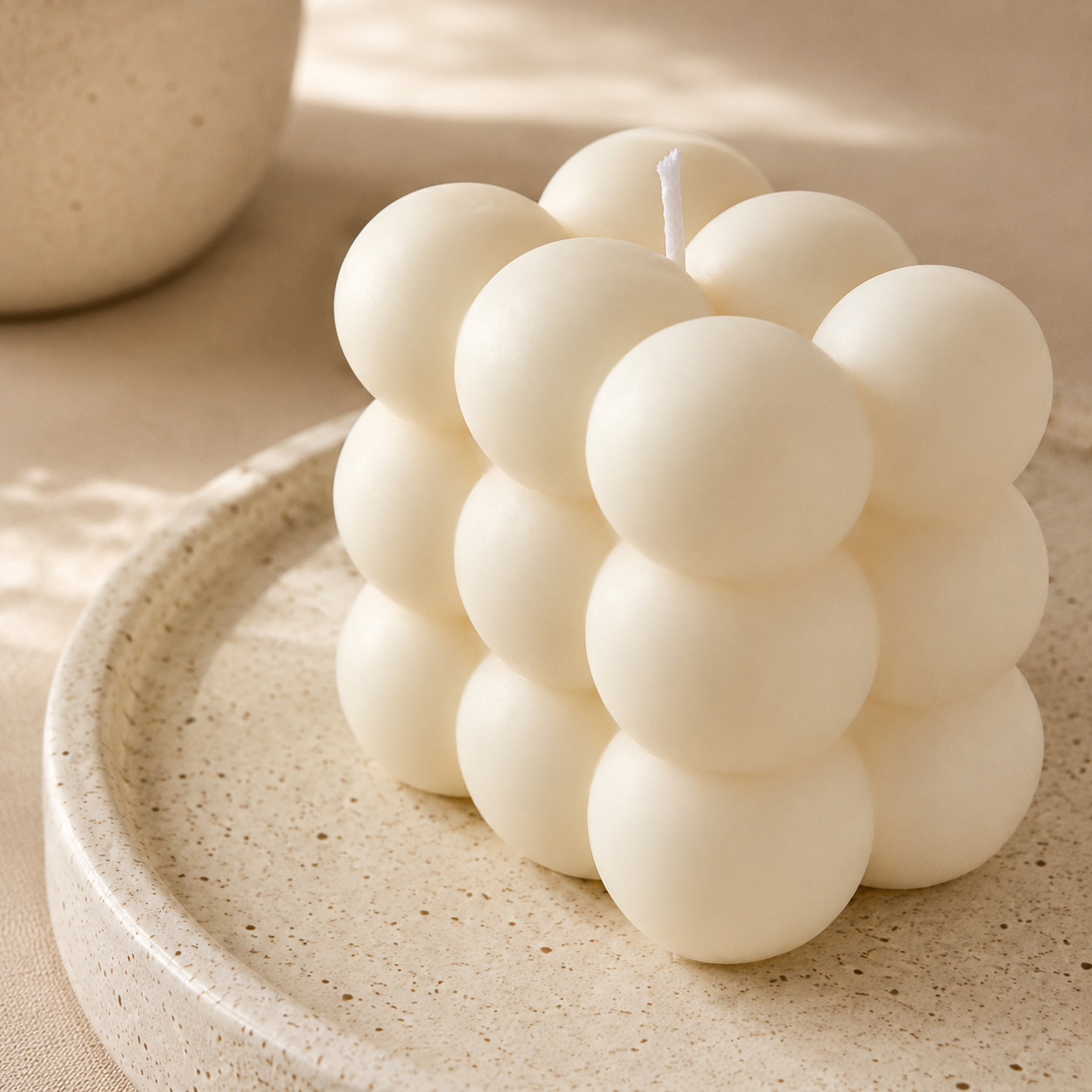 Unushome - Cream Soy Wax Bubble Cube Candle - Image 4