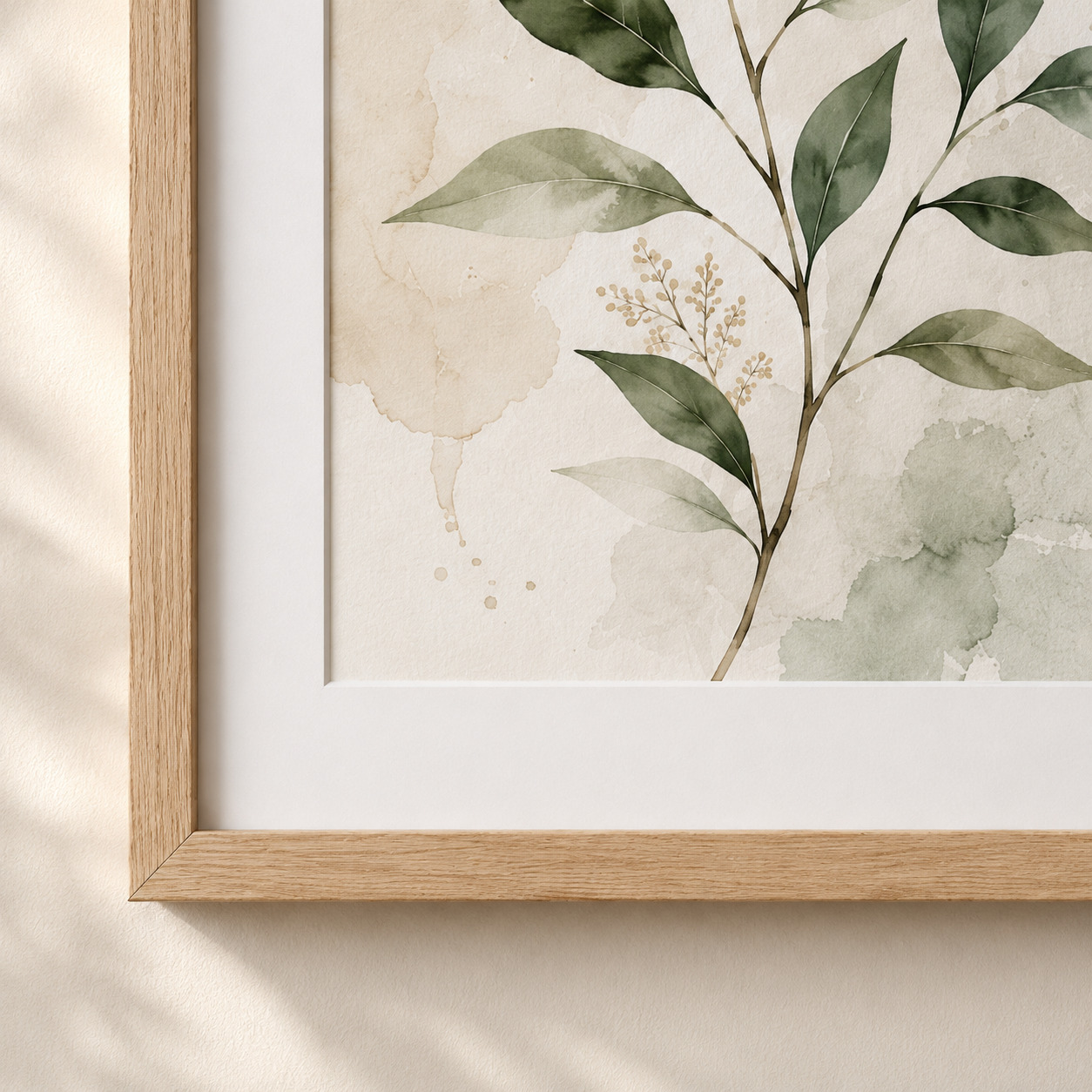 Watercolor Botanical Wall Art with Natural Oak Frame - Image 9