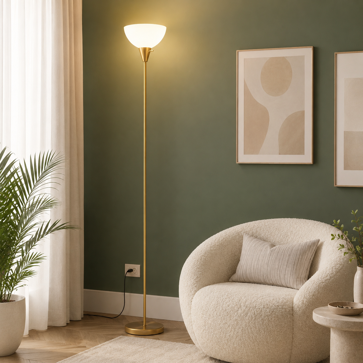 Torchiere Floor Lamp Gold - Image 5