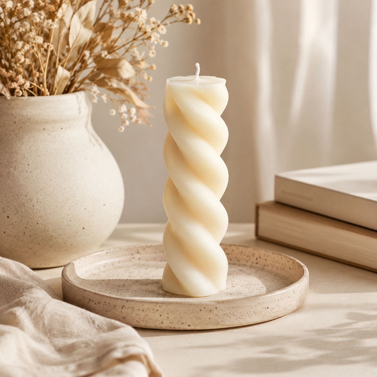 Minimalist Cream Twisted Soy Candle - Image 5