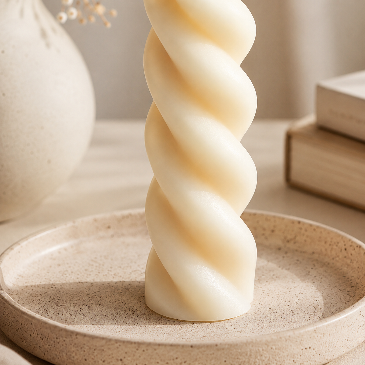 Minimalist Cream Twisted Soy Candle - Image 3
