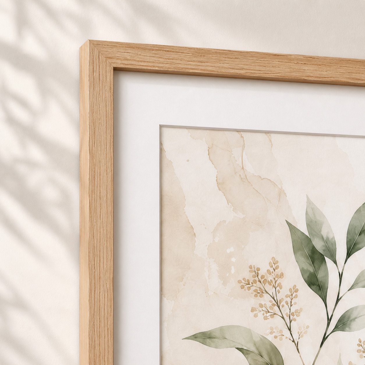 Watercolor Botanical Wall Art with Natural Oak Frame - Image 7