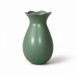 Scalloped Ceramic Vase Green