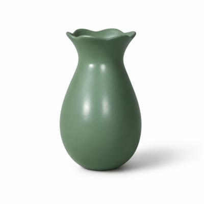 Scalloped Ceramic Vase Green