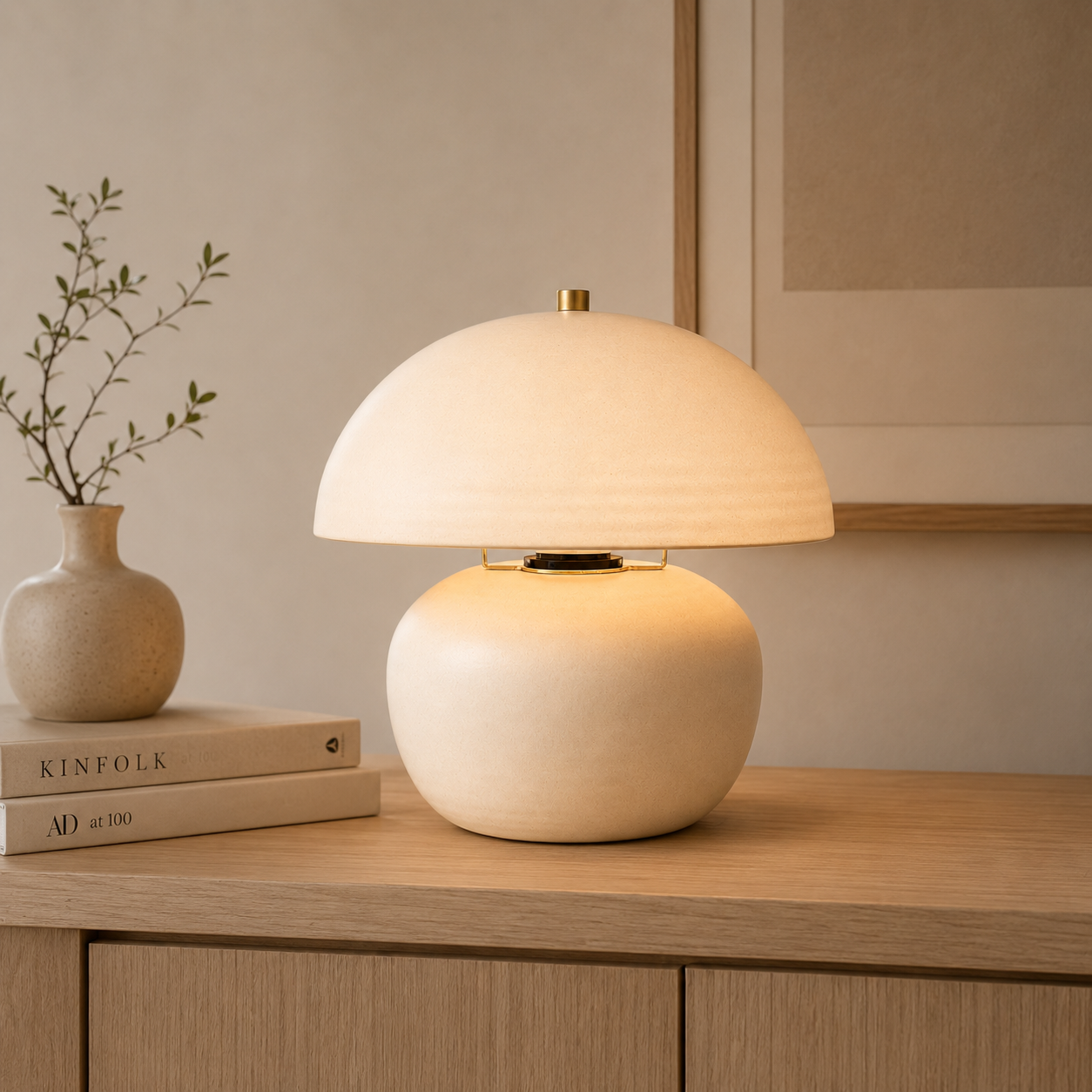 Mushroom Table Lamp Sour Cream - Image 4
