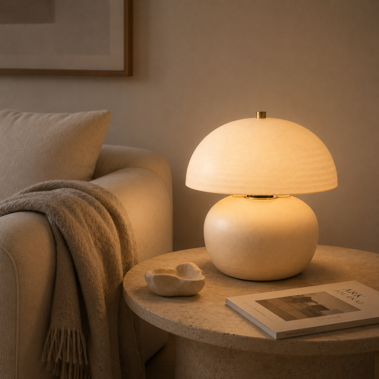 Mushroom Table Lamp Sour Cream - Image 3